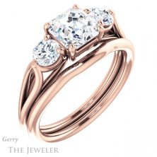 14k Rose Gold Asscher Cut Forever One Engagement Ring Setting #GTJ1050-asscher-fo-r