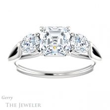 14k White Gold Asscher Cut Forever One Engagement Ring Setting #GTJ1050-asscher-fo-w