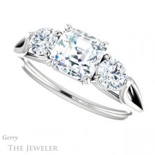 14k White Gold Asscher Cut Forever One Engagement Ring Setting #GTJ1050-asscher-fo-w