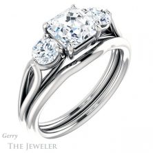 14k White Gold Asscher Cut Forever One Engagement Ring Setting #GTJ1050-asscher-fo-w