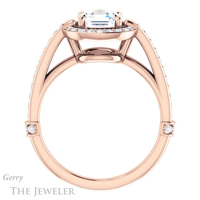 14k Rose Gold Asscher Cut Forever One Engagement Ring Setting #GTJ1051-asscher-fo-r