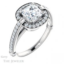 14k White Gold Asscher Cut Forever One Engagement Ring Setting #GTJ1051-asscher-fo-w