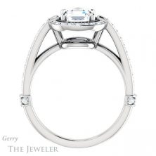 14k White Gold Asscher Cut Forever One Engagement Ring Setting #GTJ1051-asscher-fo-w