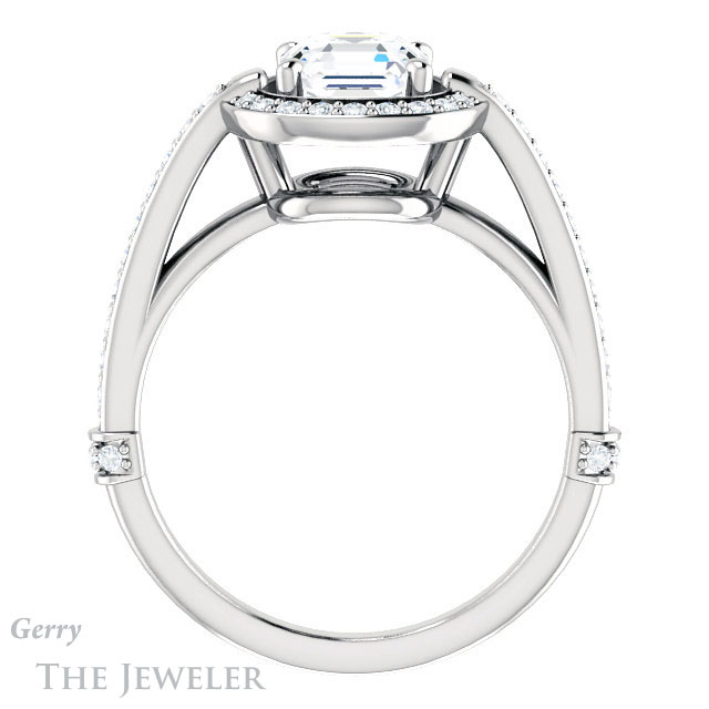 14k White Gold Asscher Cut Forever One Engagement Ring Setting #GTJ1051-asscher-fo-w