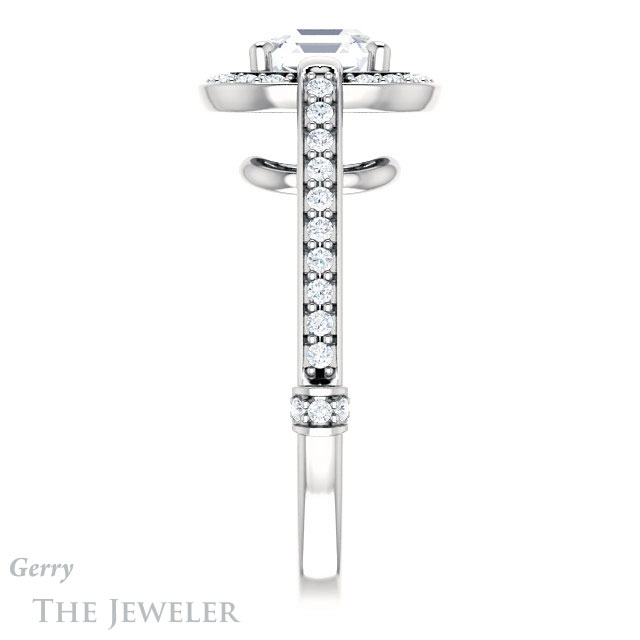 14k White Gold Asscher Cut Forever One Engagement Ring Setting #GTJ1051-asscher-fo-w