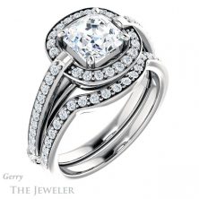 14k White Gold Asscher Cut Forever One Engagement Ring Setting #GTJ1051-asscher-fo-w