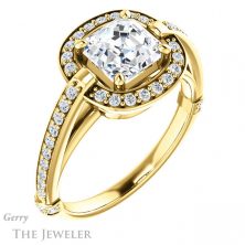 14k Yellow Gold Asscher Cut Forever One Engagement Ring Setting #GTJ1051-asscher-fo-y
