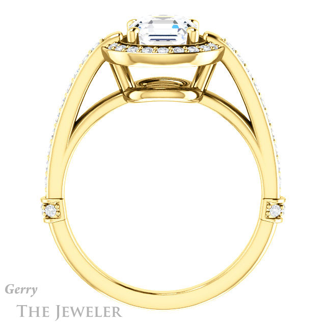 14k Yellow Gold Asscher Cut Forever One Engagement Ring Setting #GTJ1051-asscher-fo-y