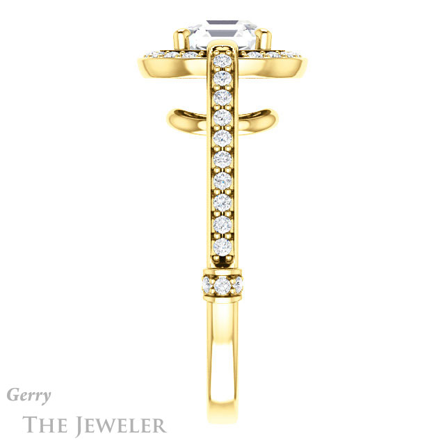 14k Yellow Gold Asscher Cut Forever One Engagement Ring Setting #GTJ1051-asscher-fo-y