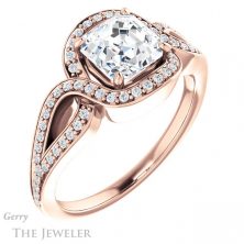 14k Rose Gold Asscher Cut Forever One Engagement Ring Setting #GTJ1052-asscher-fo-r 4 14k Rose Gold Asscher Cut Forever One Engagement Ring Setting #GTJ1052-asscher-fo-r