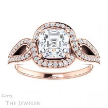 14k Rose Gold Asscher Cut Forever One Engagement Ring Setting #GTJ1052-asscher-fo-r 1 14k Rose Gold Asscher Cut Forever One Engagement Ring Setting #GTJ1052-asscher-fo-r