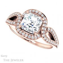 14k Rose Gold Asscher Cut Forever One Engagement Ring Setting #GTJ1052-asscher-fo-r 5 14k Rose Gold Asscher Cut Forever One Engagement Ring Setting #GTJ1052-asscher-fo-r