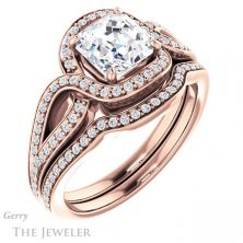 14k Rose Gold Asscher Cut Forever One Engagement Ring Setting #GTJ1052-asscher-fo-r 6 14k Rose Gold Asscher Cut Forever One Engagement Ring Setting #GTJ1052-asscher-fo-r