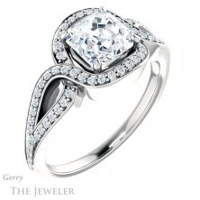 14k White Gold Asscher Cut Forever One Engagement Ring Setting #GTJ1052-asscher-fo-w