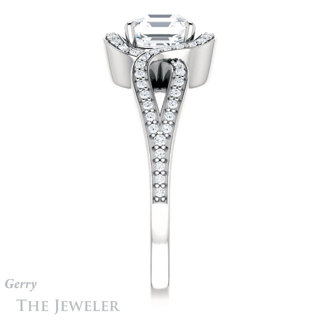 14k White Gold Asscher Cut Forever One Engagement Ring Setting #GTJ1052-asscher-fo-w