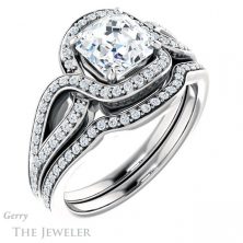 14k White Gold Asscher Cut Forever One Engagement Ring Setting #GTJ1052-asscher-fo-w