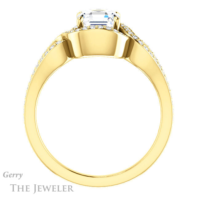 14k Yellow Gold Asscher Cut Forever One Engagement Ring Setting #GTJ1052-asscher-fo-y 2 14k Yellow Gold Asscher Cut Forever One Engagement Ring Setting #GTJ1052-asscher-fo-y