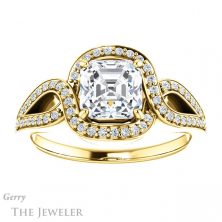 14k Yellow Gold Asscher Cut Forever One Engagement Ring Setting #GTJ1052-asscher-fo-y 1 14k Yellow Gold Asscher Cut Forever One Engagement Ring Setting #GTJ1052-asscher-fo-y