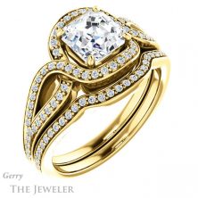14k Yellow Gold Asscher Cut Forever One Engagement Ring Setting #GTJ1052-asscher-fo-y 6 14k Yellow Gold Asscher Cut Forever One Engagement Ring Setting #GTJ1052-asscher-fo-y