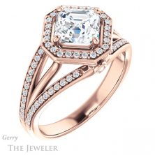 14k Rose Gold Asscher Cut Forever One Engagement Ring Setting #GTJ1053-asscher-fo-r 4 14k Rose Gold Asscher Cut Forever One Engagement Ring Setting #GTJ1053-asscher-fo-r