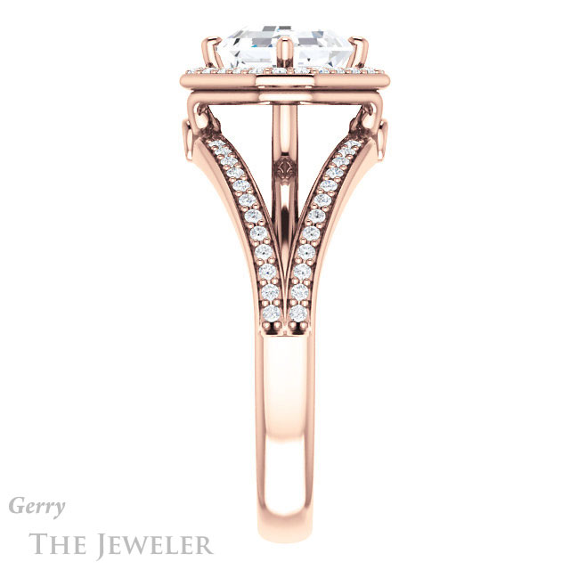 14k Rose Gold Asscher Cut Forever One Engagement Ring Setting #GTJ1053-asscher-fo-r 3 14k Rose Gold Asscher Cut Forever One Engagement Ring Setting #GTJ1053-asscher-fo-r