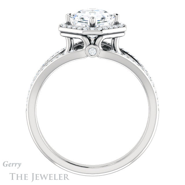 14k White Gold Asscher Cut Forever One Engagement Ring Setting #GTJ1053-asscher-fo-w