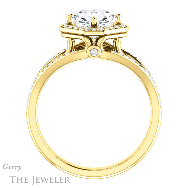 14k Yellow Gold Asscher Cut Forever One Engagement Ring Setting #GTJ1053-asscher-fo-y