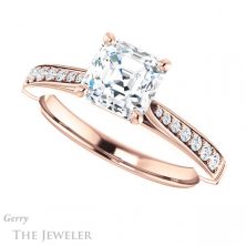 14k Rose Gold Asscher Cut Forever One Engagement Ring Setting #GTJ1054-asscher-fo-r 5 14k Rose Gold Asscher Cut Forever One Engagement Ring Setting #GTJ1054-asscher-fo-r