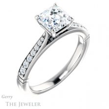 14k White Gold Asscher Cut Forever One Engagement Ring Setting #GTJ1054-asscher-fo-w 4 14k White Gold Asscher Cut Forever One Engagement Ring Setting #GTJ1054-asscher-fo-w