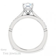 14k White Gold Asscher Cut Forever One Engagement Ring Setting #GTJ1054-asscher-fo-w 2 14k White Gold Asscher Cut Forever One Engagement Ring Setting #GTJ1054-asscher-fo-w