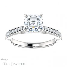 14k White Gold Asscher Cut Forever One Engagement Ring Setting #GTJ1054-asscher-fo-w 1 14k White Gold Asscher Cut Forever One Engagement Ring Setting #GTJ1054-asscher-fo-w