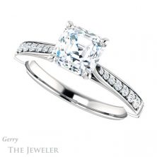 14k White Gold Asscher Cut Forever One Engagement Ring Setting #GTJ1054-asscher-fo-w 5 14k White Gold Asscher Cut Forever One Engagement Ring Setting #GTJ1054-asscher-fo-w
