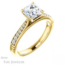 14k Yellow Gold Asscher Cut Forever One Engagement Ring Setting #GTJ1054-asscher-fo-y 4 14k Yellow Gold Asscher Cut Forever One Engagement Ring Setting #GTJ1054-asscher-fo-y