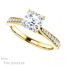 14k Yellow Gold Asscher Cut Forever One Engagement Ring Setting #GTJ1054-asscher-fo-y 5 14k Yellow Gold Asscher Cut Forever One Engagement Ring Setting #GTJ1054-asscher-fo-y