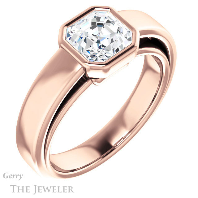 14k Rose Gold Asscher Cut Forever One Engagement Ring Setting #GTJ1056-asscher-fo-r 4 14k Rose Gold Asscher Cut Forever One Engagement Ring Setting #GTJ1056-asscher-fo-r