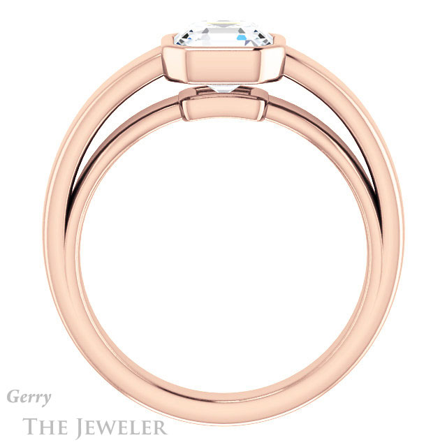 14k Rose Gold Asscher Cut Forever One Engagement Ring Setting #GTJ1056-asscher-fo-r