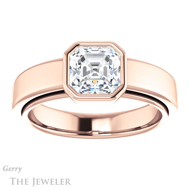 14k Rose Gold Asscher Cut Forever One Engagement Ring Setting #GTJ1056-asscher-fo-r