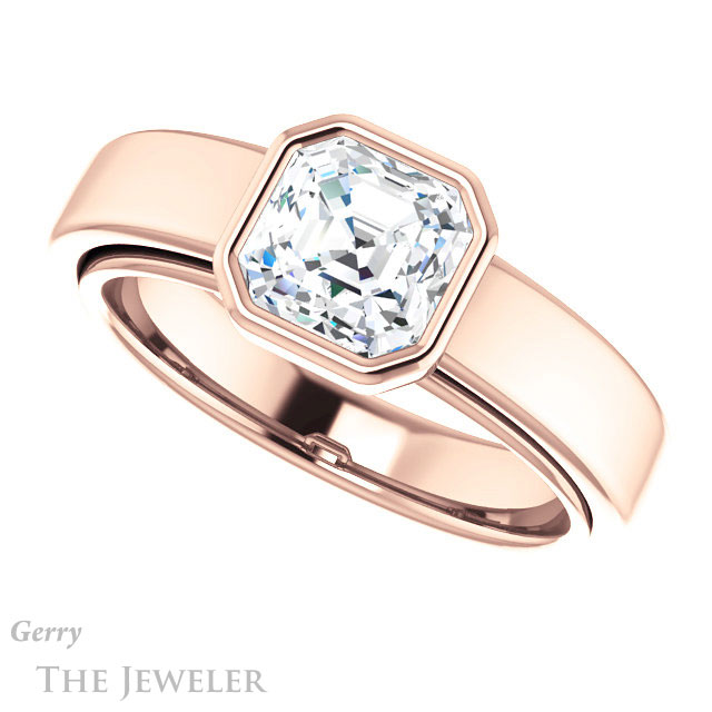 14k Rose Gold Asscher Cut Forever One Engagement Ring Setting #GTJ1056-asscher-fo-r 5 14k Rose Gold Asscher Cut Forever One Engagement Ring Setting #GTJ1056-asscher-fo-r