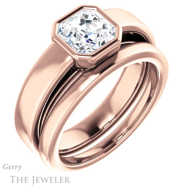 14k Rose Gold Asscher Cut Forever One Engagement Ring Setting #GTJ1056-asscher-fo-r 6 14k Rose Gold Asscher Cut Forever One Engagement Ring Setting #GTJ1056-asscher-fo-r