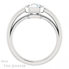 14k White Gold Asscher Cut Forever One Engagement Ring Setting #GTJ1056-asscher-fo-w