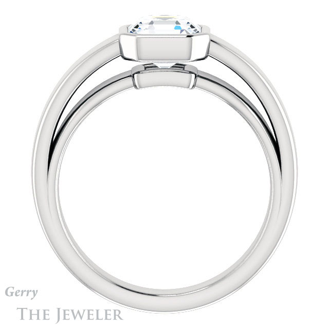 14k White Gold Asscher Cut Forever One Engagement Ring Setting #GTJ1056-asscher-fo-w