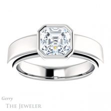 14k White Gold Asscher Cut Forever One Engagement Ring Setting #GTJ1056-asscher-fo-w