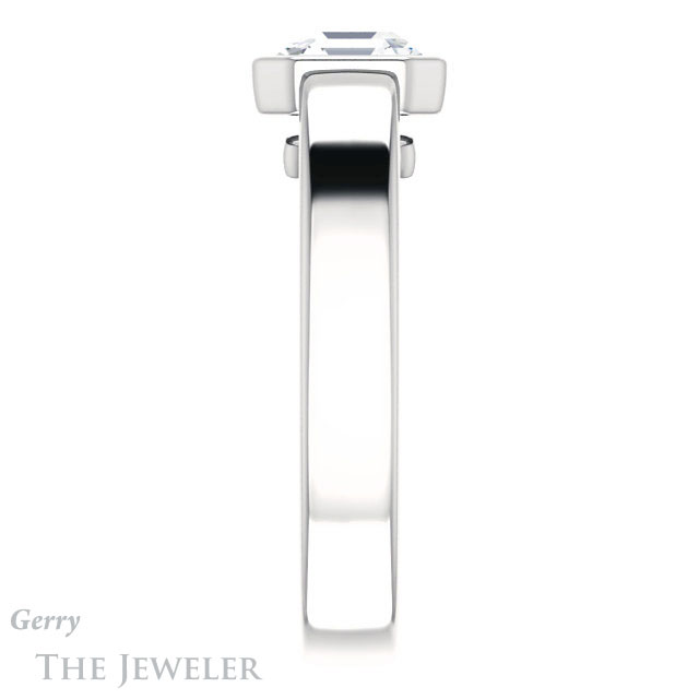 14k White Gold Asscher Cut Forever One Engagement Ring Setting #GTJ1056-asscher-fo-w
