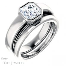 14k White Gold Asscher Cut Forever One Engagement Ring Setting #GTJ1056-asscher-fo-w