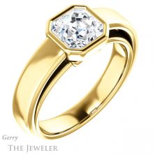 14k Yellow Gold Asscher Cut Forever One Engagement Ring Setting #GTJ1056-asscher-fo-y