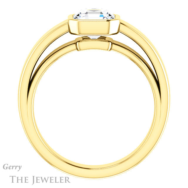 14k Yellow Gold Asscher Cut Forever One Engagement Ring Setting #GTJ1056-asscher-fo-y