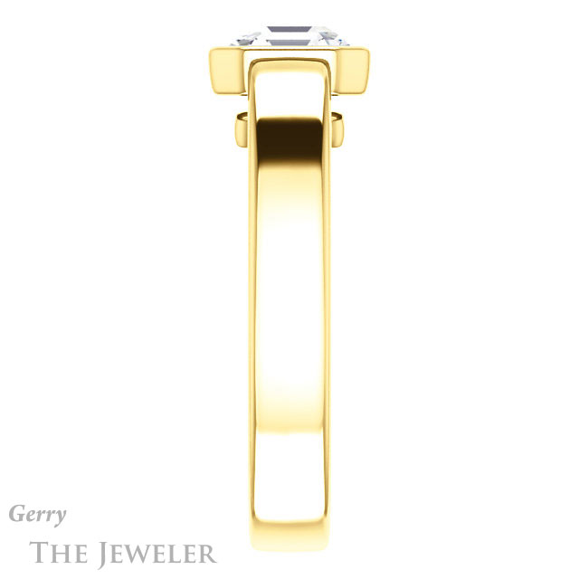 14k Yellow Gold Asscher Cut Forever One Engagement Ring Setting #GTJ1056-asscher-fo-y