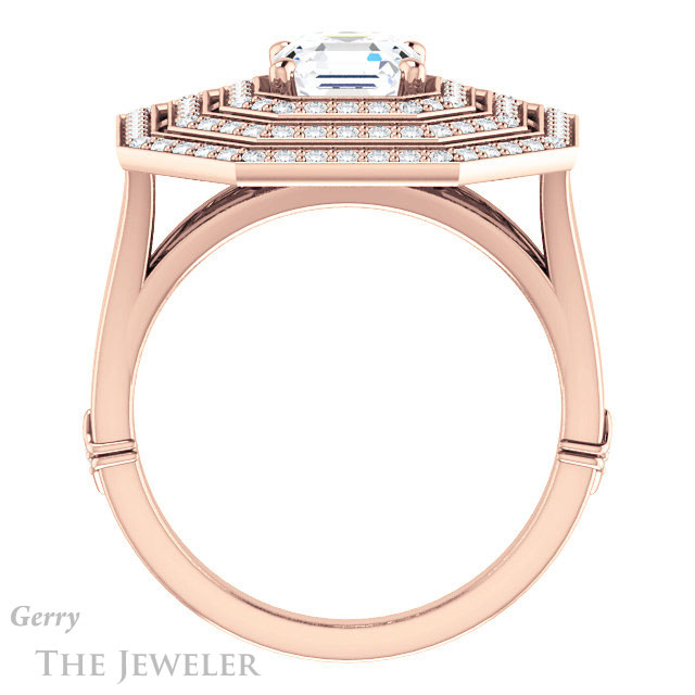 14k Rose Gold Asscher Cut Forever One Engagement Ring Setting #GTJ1057-asscher-fo-r