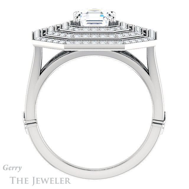 14k White Gold Asscher Cut Forever One Engagement Ring Setting #GTJ1057-asscher-fo-w 2 14k White Gold Asscher Cut Forever One Engagement Ring Setting #GTJ1057-asscher-fo-w