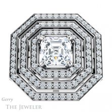 14k White Gold Asscher Cut Forever One Engagement Ring Setting #GTJ1057-asscher-fo-w 1 14k White Gold Asscher Cut Forever One Engagement Ring Setting #GTJ1057-asscher-fo-w